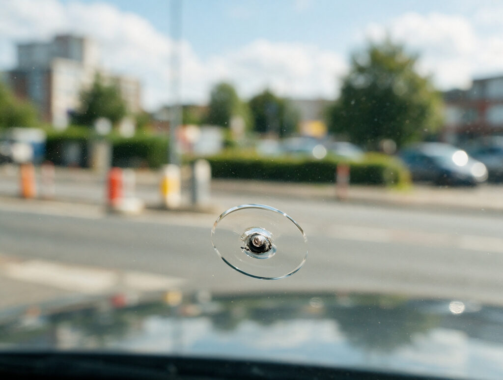 Bullseye chip in a car windscreen