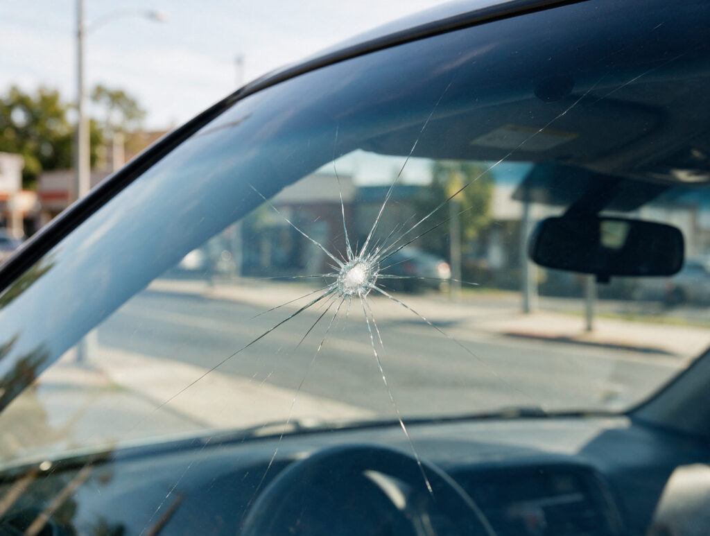 Star break chip in a windscreen